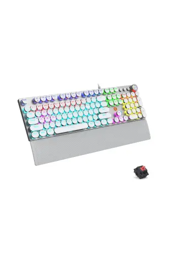 KG1102 USB Wired Red Switch Macro Key RGB Illuminated Mechanical Gaming Turkish Q Metallic Keyboard-Multi Color - 1