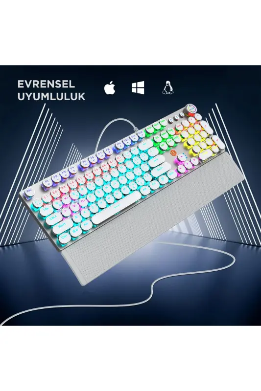 KG1102 USB Wired Red Switch Macro Key RGB Illuminated Mechanical Gaming Turkish Q Metallic Keyboard-Multi Color - 7