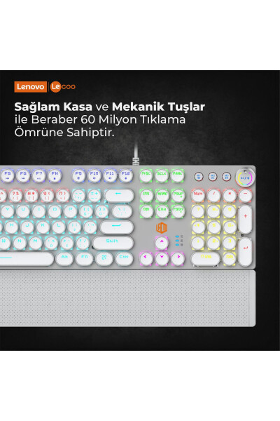 Kg1102 Wired Macro Key RGB LED Illuminated Mechanical Gaming Turkish Q Metallic Keyboard - 4