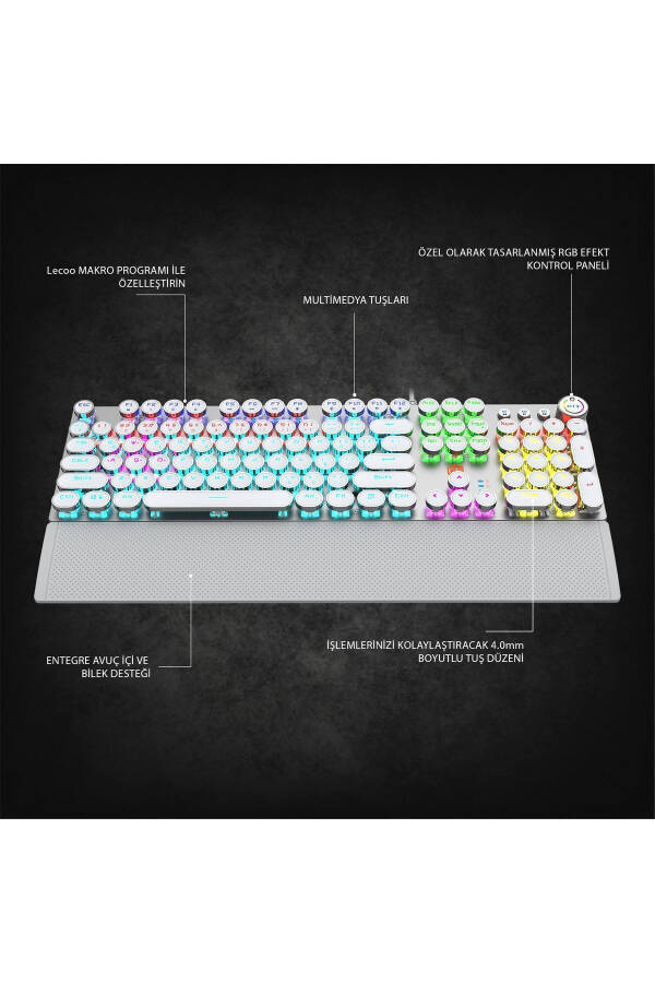 Kg1102 Wired Macro Key RGB LED Illuminated Mechanical Gaming Turkish Q Metallic Keyboard - 6