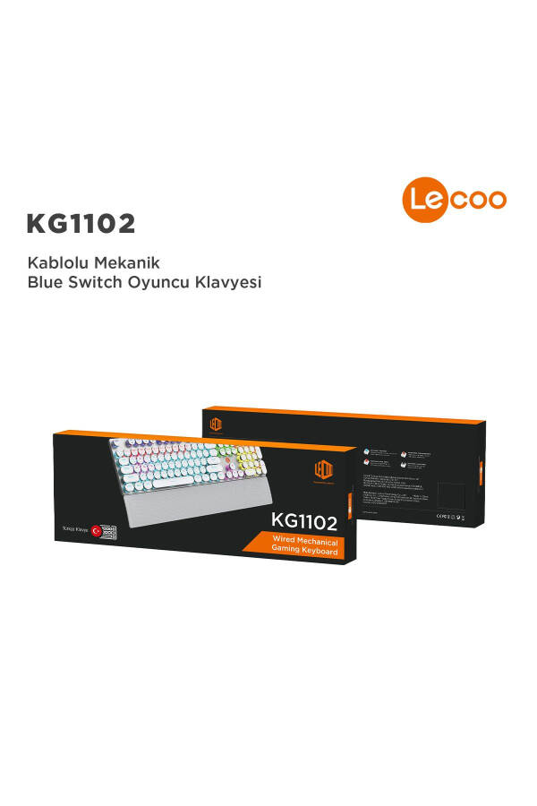 Kg1102 Wired Macro Key RGB LED Illuminated Mechanical Gaming Turkish Q Metallic Keyboard - 8