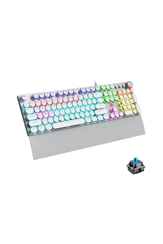 Kg1102 Wired Macro Key RGB LED Illuminated Mechanical Gaming Turkish Q Metallic Keyboard - LECOO