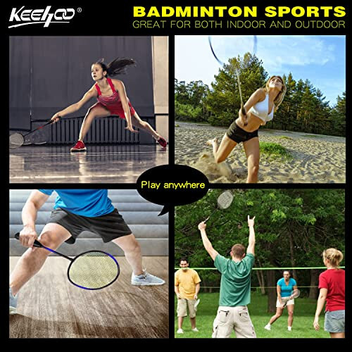 KH Badminton Raketlari To'plami 2-4 Kishilik Kattalar va Bolalar Uchun, Plyaj Gazon Orqa Hovli O'yini Tashqi Sport Turlari, Raketlar, Volanlar va Ko'tarish Sumkasi Kiritilgan - 10