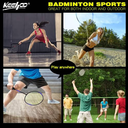 KH Badminton Raketlari To'plami 2-4 Kishilik Kattalar va Bolalar Uchun, Plyaj Gazon Orqa Hovli O'yini Tashqi Sport Turlari, Raketlar, Volanlar va Ko'tarish Sumkasi Kiritilgan - 8