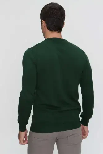 Khaki Basic Dynamic Fit Comfort Fit Crew Neck Knitted Sweater - 7