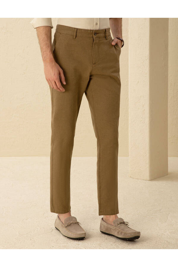 Khaki canvas pants with linen blend. - 2