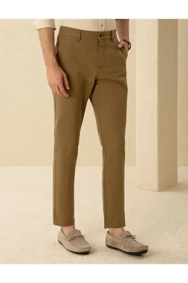 Khaki canvas pants with linen blend. - 2