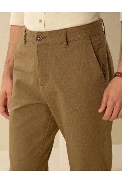 Khaki canvas pants with linen blend. - 5