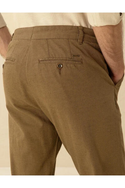 Khaki canvas pants with linen blend. - 6