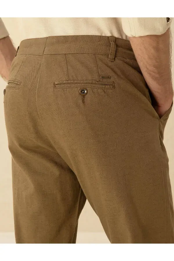 Khaki canvas pants with linen blend. - 6