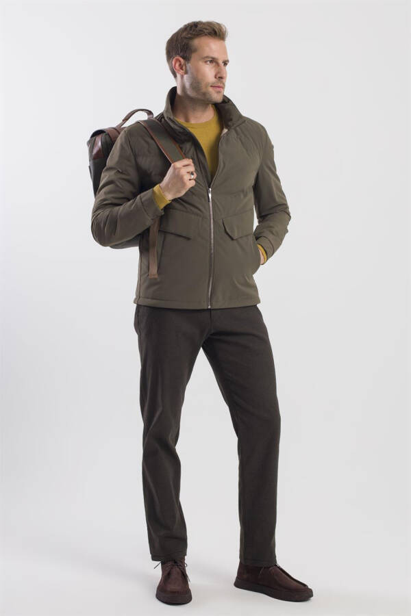 Khaki casual backpack with buckles. - 10