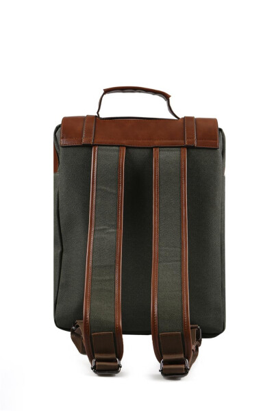 Khaki casual backpack with buckles. - 13