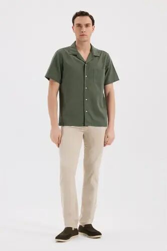Khaki Comfort Fit Classic Collar Short Sleeve Shirt - 2