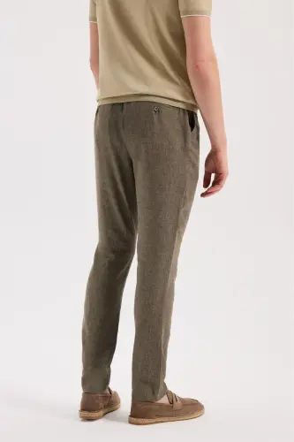 Khaki Comfort Fit Elastic Waist Jogger Pants - 4