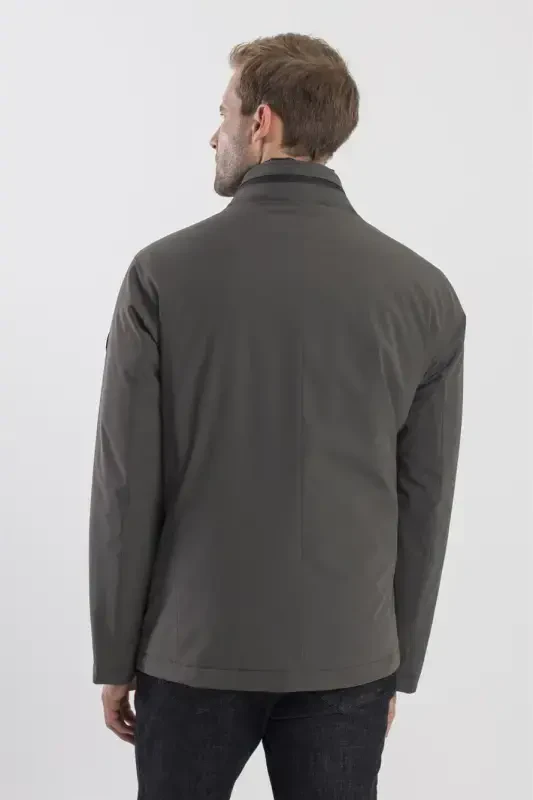 Khaki Comfort Fit Hidden Hooded Coat - 4