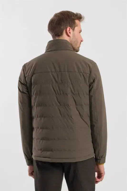 Khaki Comfort Fit Stand Collar Sport Jacket - 4