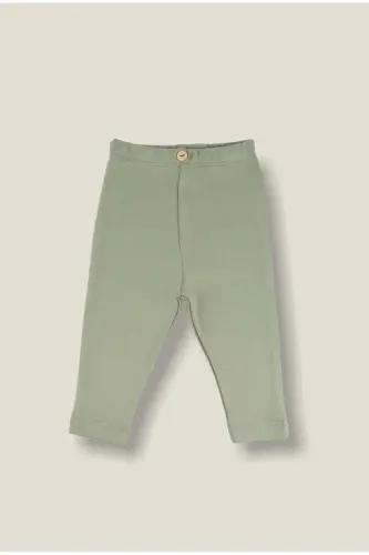 Khaki Cotton Baby Leggings - 4