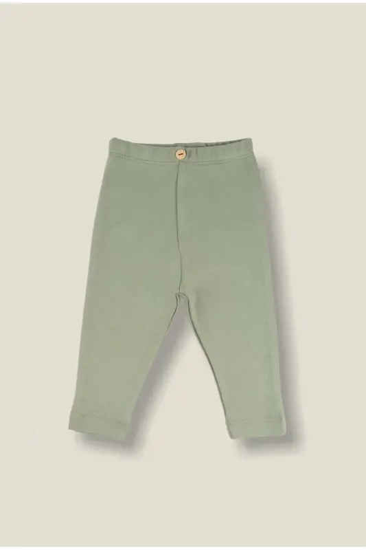Khaki Cotton Baby Leggings - 4