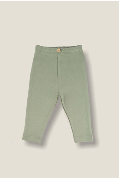 Khaki Cotton Baby Leggings - 1