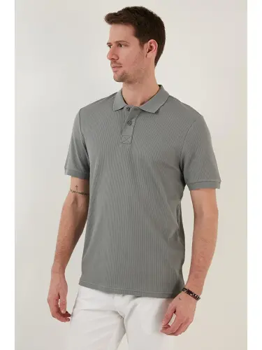Khaki Cotton Slim Fit Buttoned Polo T-Shirt 5902281-Khaki - 4