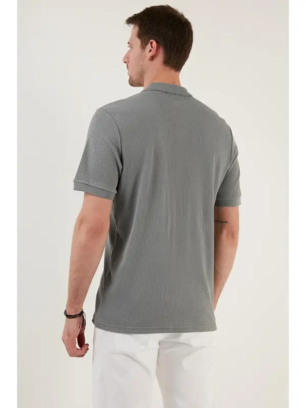 Khaki Cotton Slim Fit Buttoned Polo T-Shirt 5902281-Khaki - 5