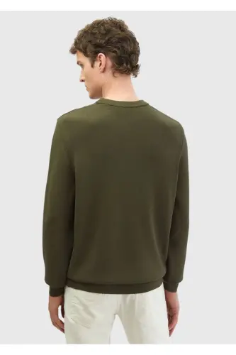 Khaki Crew Neck Jacquard Knitwear - 5