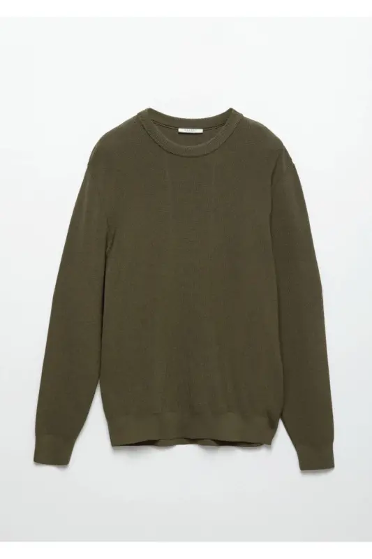 Khaki Crew Neck Jacquard Knitwear - 6