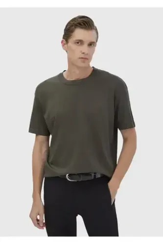 Khaki Crew Neck Plain Knitwear Sweater-Khaki - 1