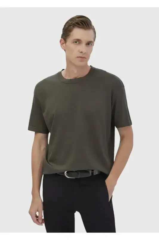 Khaki Crew Neck Plain Knitwear Sweater-Khaki - RAMSEY