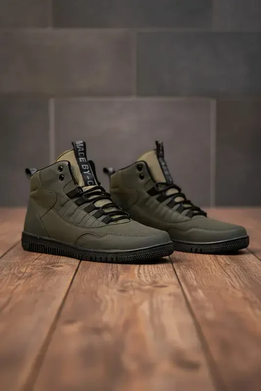 Khaki Green Men's Sneaker Boot-Khaki Green - 3