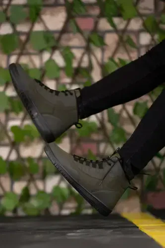 Khaki Green Men's Sneaker Boot-Khaki Green - 4