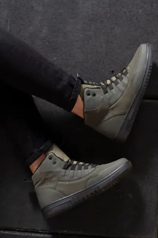 Khaki Green Men's Sneaker Boot-Khaki Green - 5