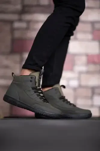 Khaki Green Men's Sneaker Boot-Khaki Green - 7