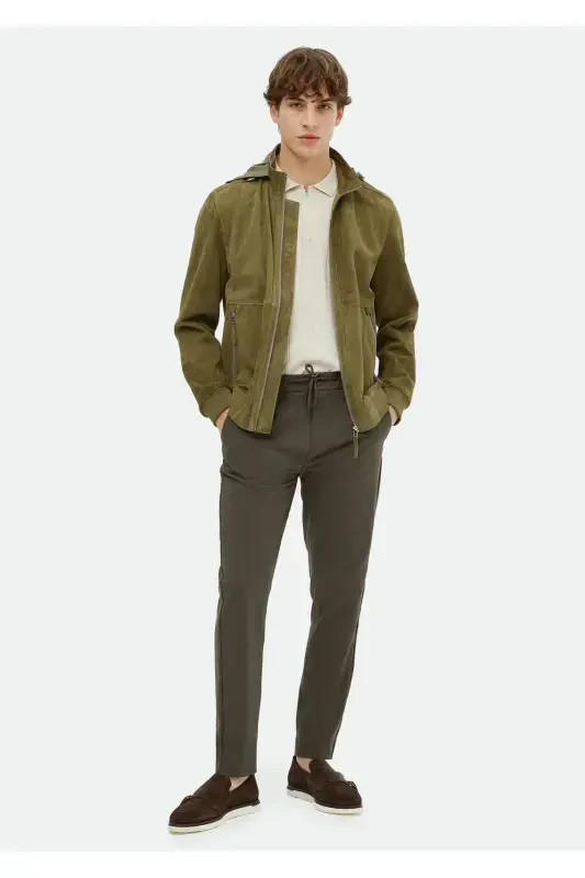 Khaki Leather Jacket - 2