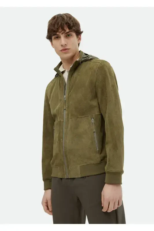 Khaki Leather Jacket - 3