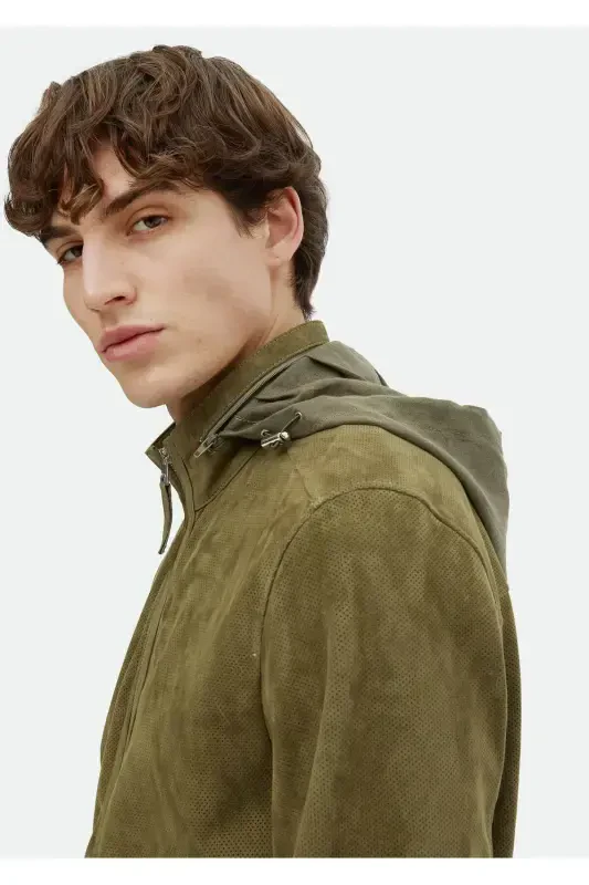 Khaki Leather Jacket - 5