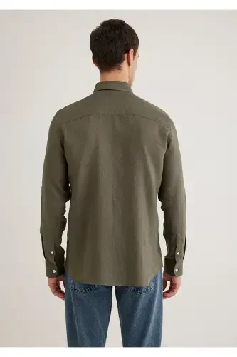 Khaki Linen Shirt Slim Fit / Slim Fit 0211466-715 - 4