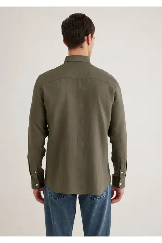 Khaki Linen Shirt Slim Fit / Slim Fit 0211466-715 - 4