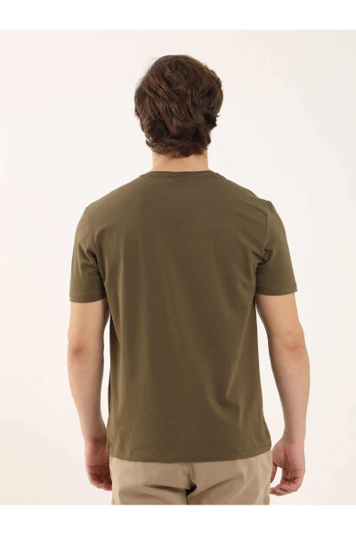 Khaki Men's Slim Fit Plain Crew Neck T-Shirt - 70943 - 15