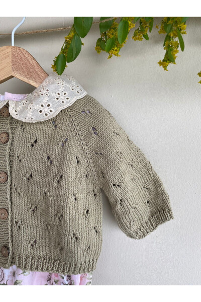 KHAKI ORGANIC BABY SWEATER - 3