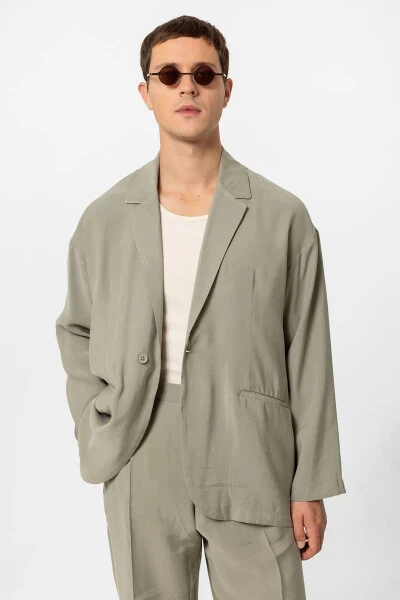 Khaki Oversized Unlined Men's Blazer Jacket - ANTIOCH