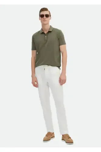 Khaki Plain Polo Collar 100% Cotton T-Shirt - RAMSEY (1)