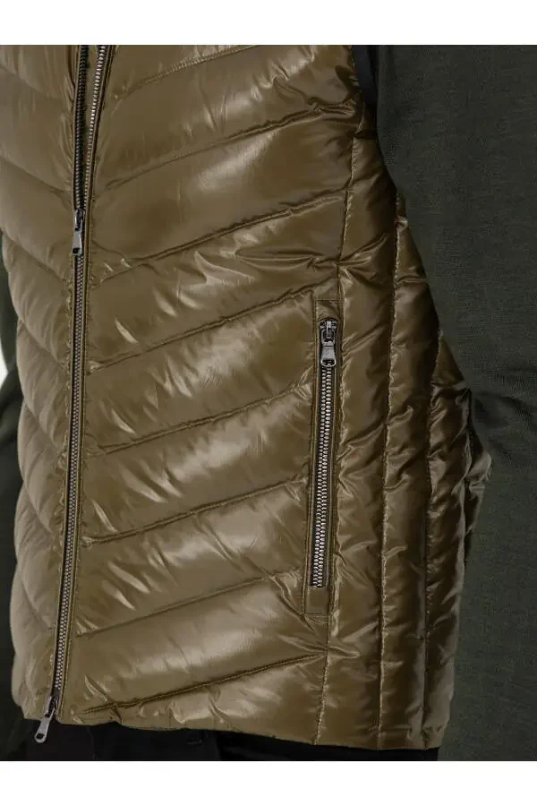Khaki puffer vest, code 50273110-VR027. - 7