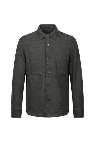 Khaki Regular Fit Cotton Overshirt Shirt Jacket-Ha - 1