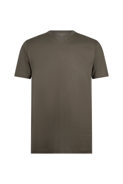 Khaki Regular Fit Crew Neck Cotton T-Shirt-Khaki 