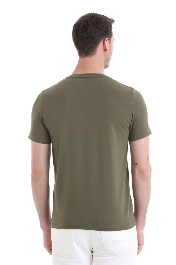 Khaki Regular Fit Plain Cotton Crew Neck Knit T - 6