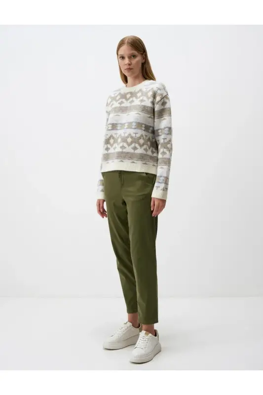 Khaki Regular Fit Pocketed Gabardine Pants-Khaki - 2