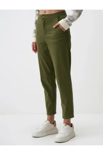 Khaki Regular Fit Pocketed Gabardine Pants-Khaki - 4