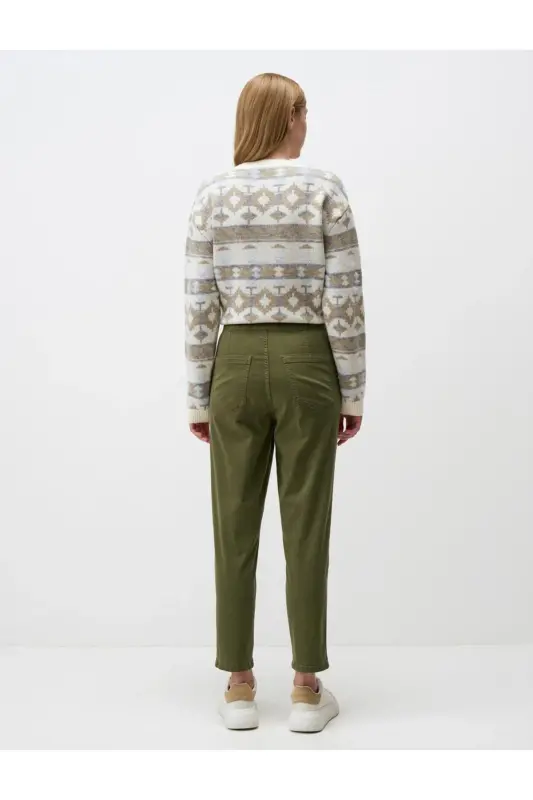 Khaki Regular Fit Pocketed Gabardine Pants-Khaki - 6
