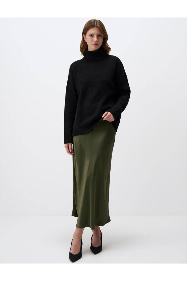 Khaki Regular Waist Tight Long Skirt - 1